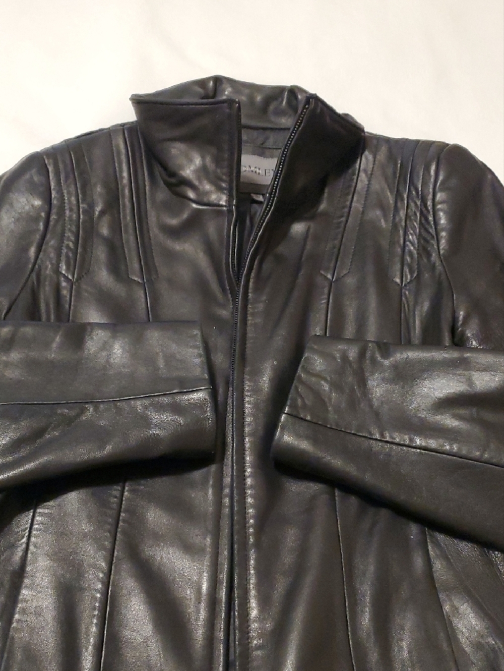 Bromley Sheen Soft Leather Zip-Front Women's Jacket in Black - Picture 3 of 15